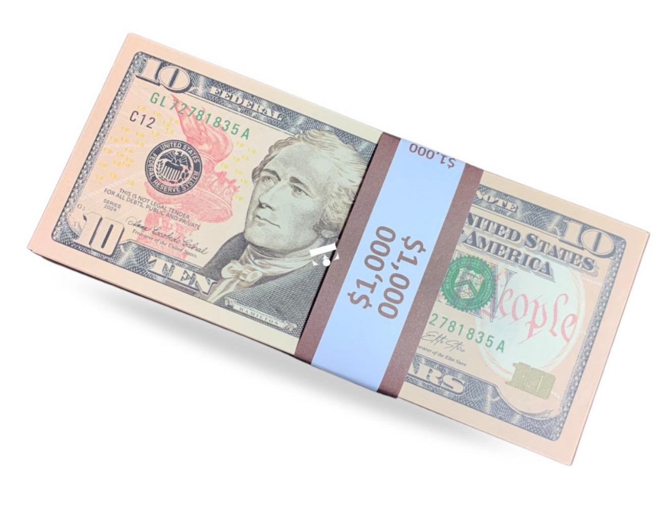 10 dollar of 1 stack (100 notes )